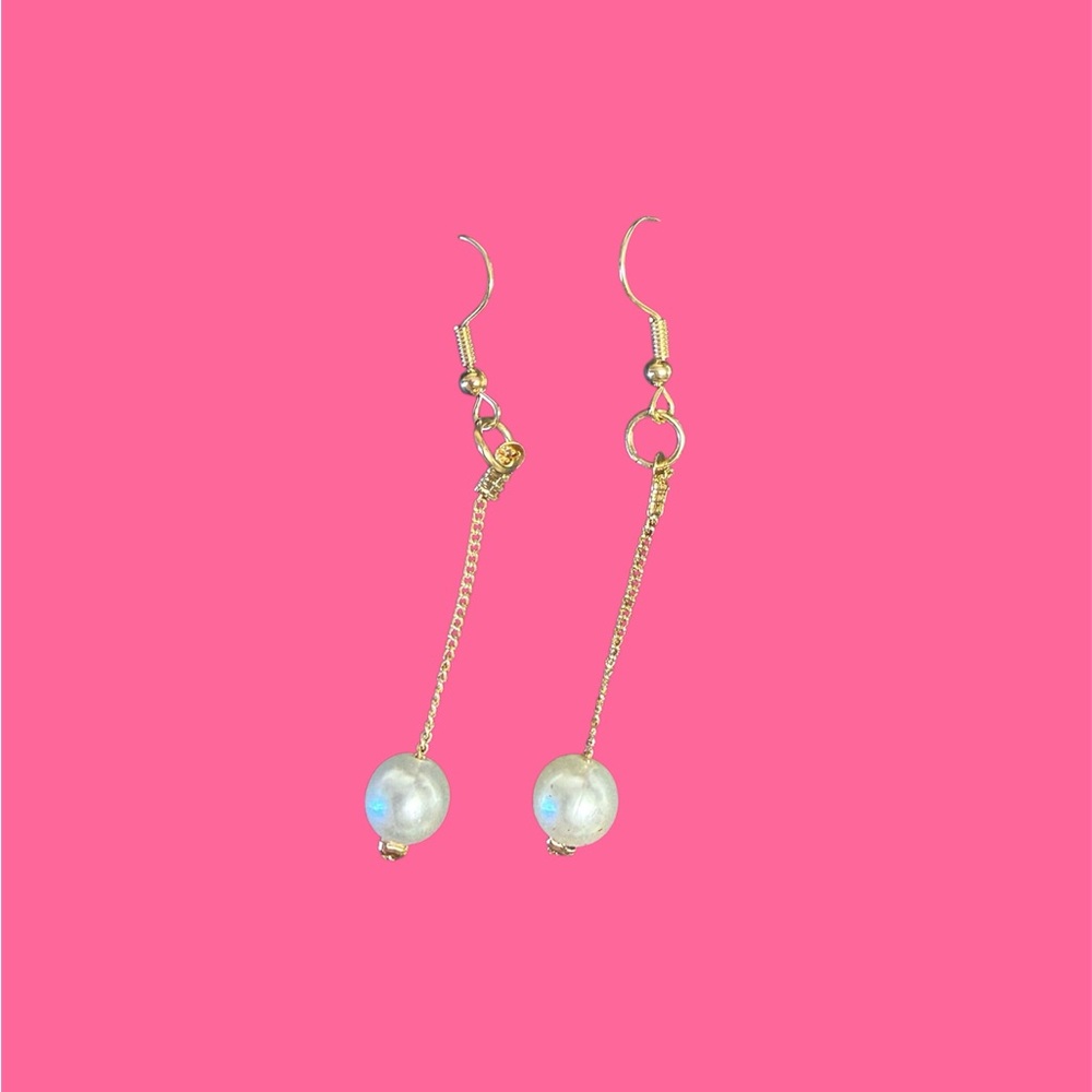 Elegant Gold and Faux Pearl Drop Earrings